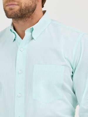 Men's Cody Johnson One Pocket Button Down Shirt in Pear Green Stripe alternative view 2
