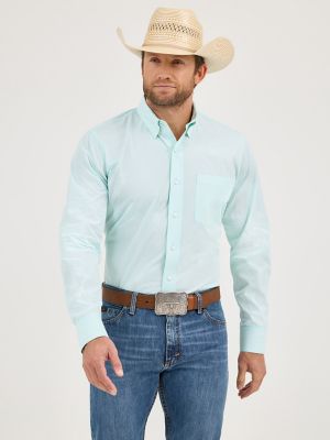 Men's Cody Johnson One Pocket Button Down Shirt in Pear Green Stripe