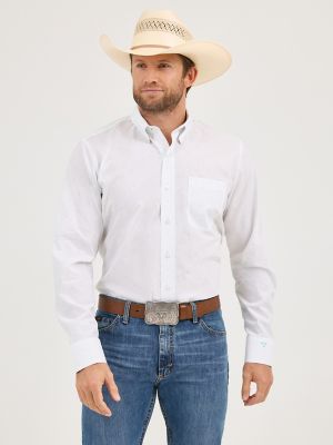 Men's Cody Johnson One Pocket Button Down Shirt in Ceramic White Dot
