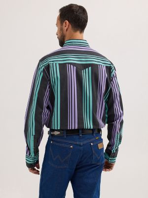 Vintage-Inspired Brushpopper Western Snap Workshirt in Electric Stripe