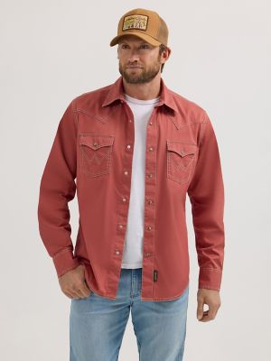 Men's Wrangler Retro Premium Western Snap Solid Shirt in Sunset alternative view