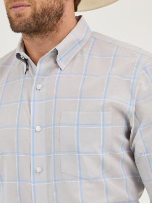 Men's Cody Johnson One Pocket Button Down Shirt in Gray Contrast Check alternative view 2