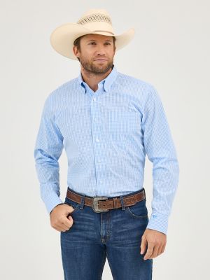 Men's Cody Johnson One Pocket Button Down Shirt in Powder Check