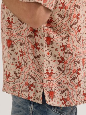 Wrangler® Coconut Cowboy Snap Front Camp Shirt in Brown Duel