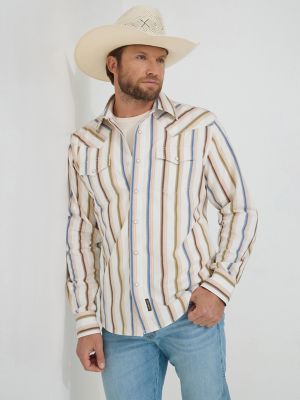 Wrangler Shirt VTG 90s Blue Gray Pink Stripe Western Snap