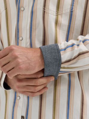 【JEMUT】★男女兼用★ BROOKLYN WESTERN STRIPE SHORT SHIRTS Wrangler 112344898 Mens George Strait Collection Short