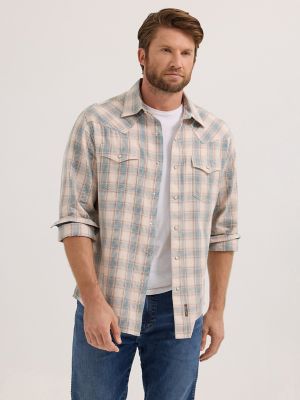 Men's Wrangler Retro® Premium Long Sleeve Western Snap Plaid