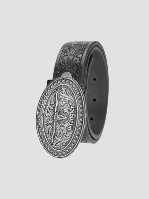 Boy's Longhorn Buckle Emboss Belt in Black