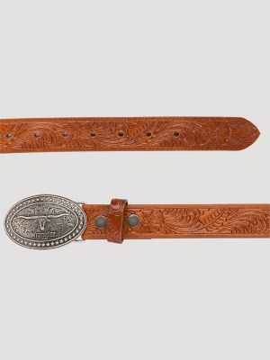Boys Longhorn Buckle Emboss Belt:Cognac:L/XL alternative view
