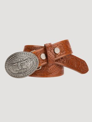 Boys Longhorn Buckle Emboss Belt:Cognac:L/XL alternative view 2