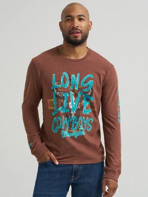 Men's Wrangler Long Sleeve Front Graphic T-Shirt | NEW