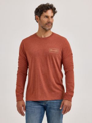 Men's Long Sleeve Cowboy Back Graphic T-Shirt