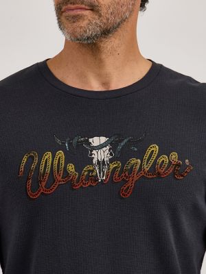 Men's Wrangler Graphic Thermal Long Sleeve T-Shirt in Washed Black