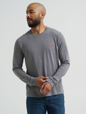 Men's Long Sleeve Cowboy Back Graphic T-Shirt