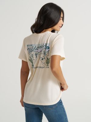 Women's Wrangler Western Back Graphic Pocket Reg Fit Tee in Pearled Ivory