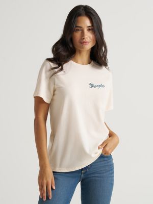 Women's Wrangler Western Back Graphic Pocket Reg Fit Tee in Pearled Ivory