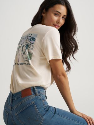 Women's Wrangler Western Back Graphic Pocket Reg Fit Tee in Pearled Ivory