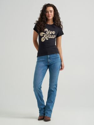 Women's Wrangler Graphic Shrunken Tee in Black Beauty