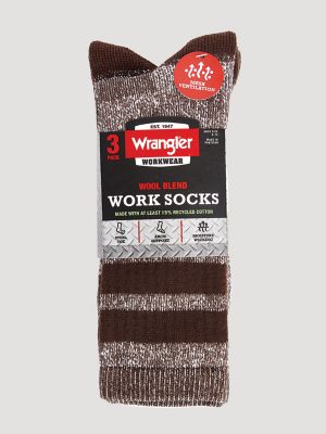 Men's Wool Stripe Work Socks (3-pack) in Brown