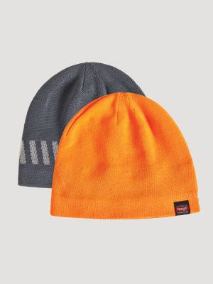 Fleece Lined Workwear Beanie (2-Pack) in Orange/Black