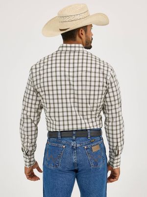Men's Wrinkle Resist Long Sleeve Western Snap Plaid Shirt