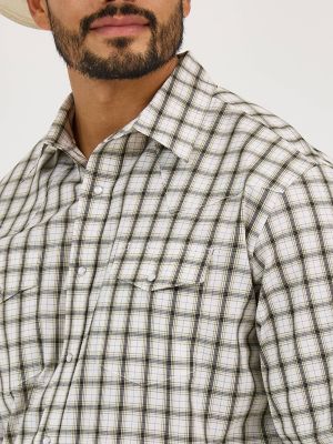 Men's Wrinkle Resist Long Sleeve Western Snap Plaid Shirt