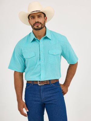 Men's Wrinkle Resist Short Sleeve Western Snap Plaid Shirt