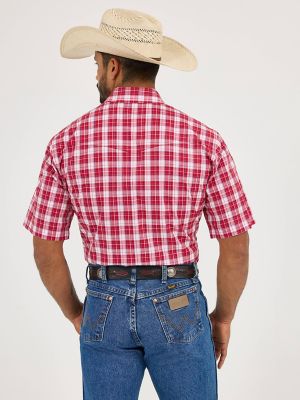 Men's Wrinkle Resist Short Sleeve Western Snap Plaid Shirt