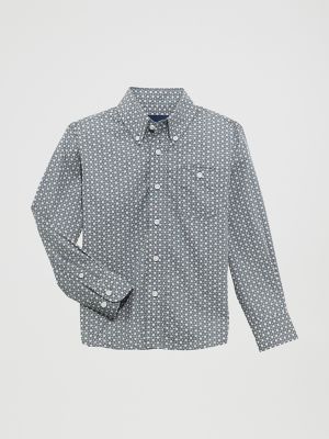 Boy's Wrangler® Bucking Cancer Western Snap Shirt in Grey