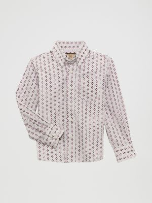 Boy's Classic Button-Down Print Shirt in Sangria