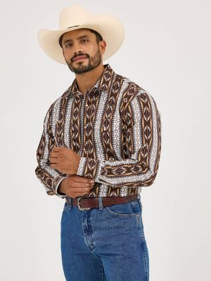 Men's Checotah® Long Sleeve Western Snap Printed Shirt in Brown Chain alternative view