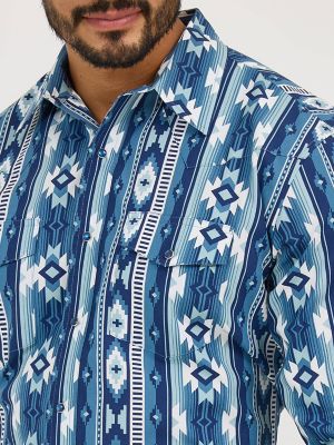 Men's Checotah® Long Sleeve Western Snap Printed Shirt in Ocean alternative view 2