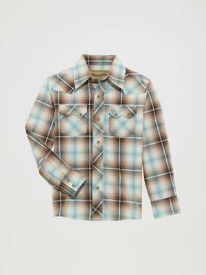 Boy's Wrangler Retro® Western Snap Plaid Shirt with Front Sawtooth Pockets