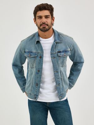 Light blue denim jacket men top
