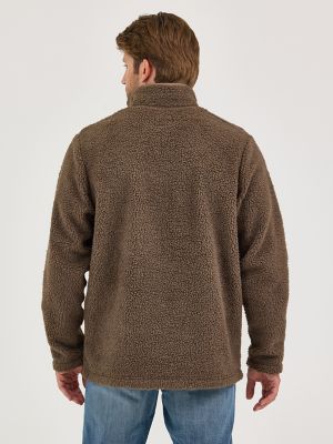 Men's Wrangler Quarter Snap Sherpa Pullover in Chocolate Chip