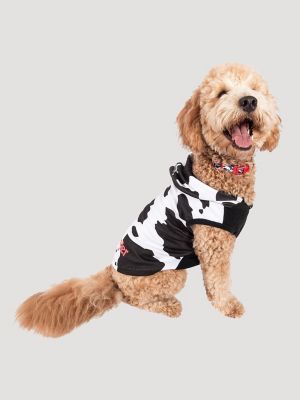 Cow Print Fleece Dog Hoodie