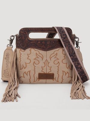 Cross Body Fringe Brown Tooled Leather Bag authentic Purse Western Native American rodeo c