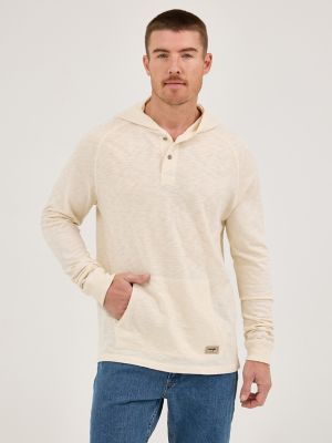 Men's Lightweight Hooded Pullover in Ecru