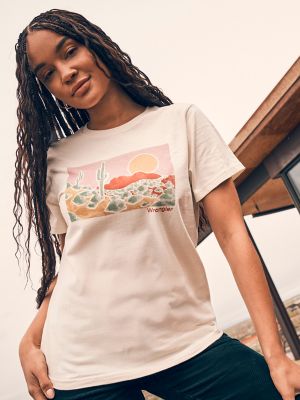 Women's Desert Graphic Tee in Antique White main view