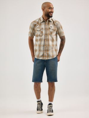 Men's Slub Cotton Plaid Shirt