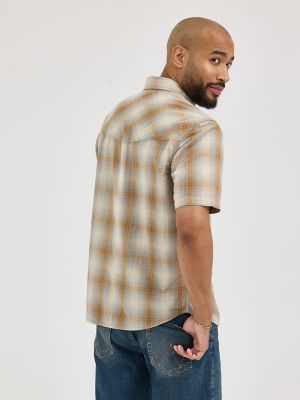 Men's Slub Cotton Plaid Shirt