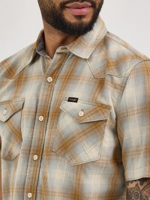 Men's Slub Cotton Plaid Shirt