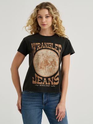 Women's Graphic Retro Regular Fit Tee in Jet Black