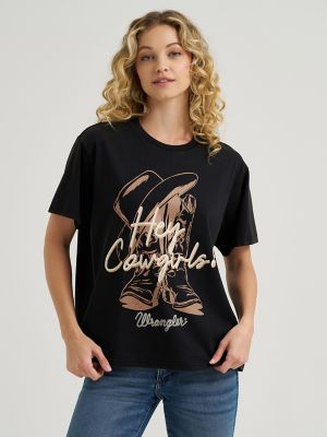 Women's Wrangler Western Graphic Girlfriend Tee in Black Beauty