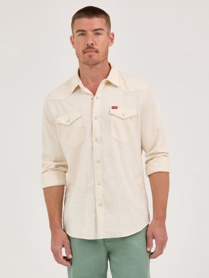 Men's Denim Western Snap Shirt in Ecru alternative view