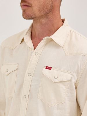 Men's Denim Western Snap Shirt in Ecru alternative view 2