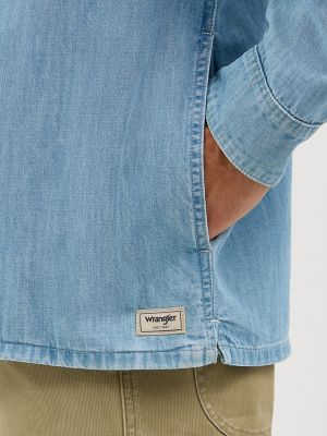 Men's Utility Overshirt | Light Wash Denim | Wrangler®