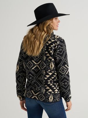 Women's Wrangler Retro® Quarter-Zip Sherpa Pullover in Black Geo