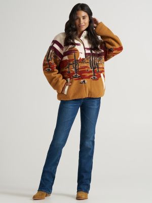Women's Wrangler Retro® Half-Snap Sherpa Pullover in Tan