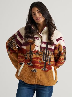 Women's Wrangler Retro® Half-Snap Sherpa Pullover in Tan
